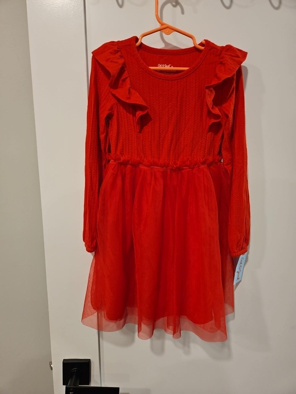 Red Ruffle Tulle Dress Size 5T - Picture 3 of 4